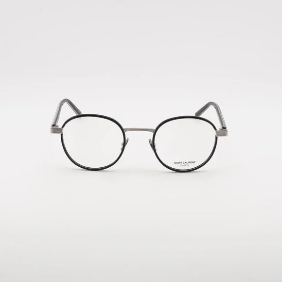 Saint Laurent SL125 001 Eyeglasses Black/Silver 49mm Round Frame